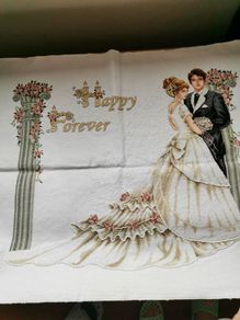 Handmade Cross Stitch Embroidery - Wedding happy forever