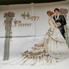 Handmade Cross Stitch Embroidery - Wedding happy forever