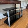 TV Stand / Media Unit - 3 Tier Black Glass Image 3