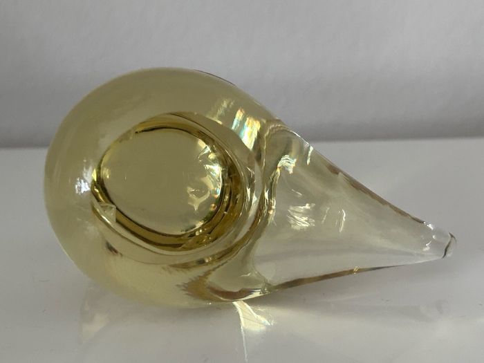 A beautiful yellow art glass bird by Reijmyre,Sweden
