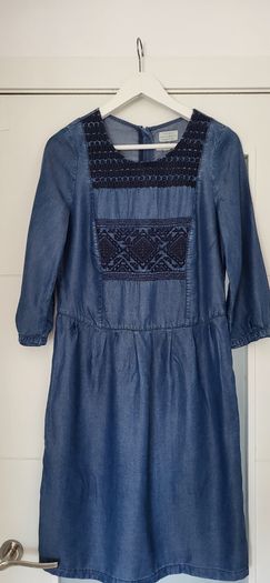 Esprit denim style dress with embroidery detail Sz S ( Fit 8-10 UK)