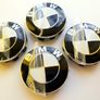 Set of 4 brand new 56mm BMW BLACK / WHITE alloy wheel caps 56 Image 4