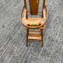 Vintage wooden doll high chair FROM THE 1930S featuring a built-in play tray with a wire bead Image 4