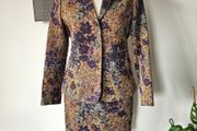 Vintage Y2K Jigsaw floral purple brocade tailored skirt suit UK 12-14 1990s power suit