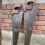 Vintage Pine wooden carpenter's saw Horse, To include two vintage . W. Tyzack, Son & Turner saws. Good Wexford provenance. Image 3