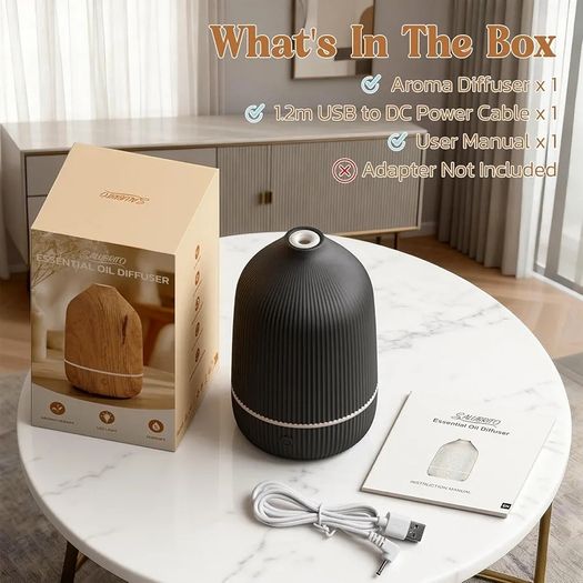 Essential Oil Diffuser, 100ml Ultrasonic Aroma Diffuser for Essential Oil with Auto Shut-Off, 7 Colour LED Lights, Cool Mist Humidifier for Home, Office, Bedroom, Black