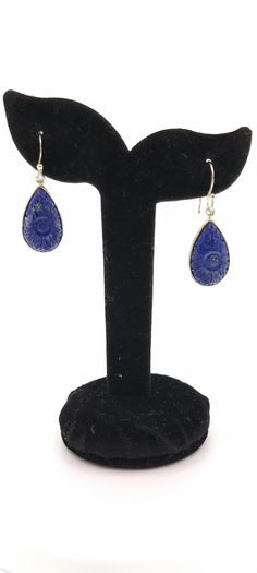 Silver And Lapis Earrings Like New With COA