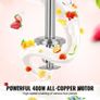 Ice Cream Blender, 400W High-Speed Ice Cream Maker Mixer Stir Machine 4200RPM, Stepless Speed Adjustment, 304 Stainless Steel Ice Cream Shaker, 3 Hand Cups, Make Various Flavors of Ice Cream Image 2