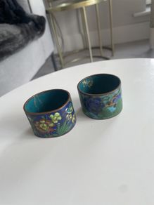 Antique Art Deco Cloisonne Enamel Napkin Rings
