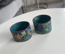 Antique Art Deco Cloisonne Enamel Napkin Rings