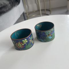 Antique Art Deco Cloisonne Enamel Napkin Rings