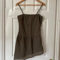 Vintage Sisley Short Khaki Dress- Top  - Size S