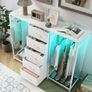 5 Drawer Dresser with Clothes Rack Chest of Drawers with Clothes Rail LED Lights Wardrobe Closet Drawers Charging Station Flexible Shelf Open Shelves for Bedroom Living Room Image 4