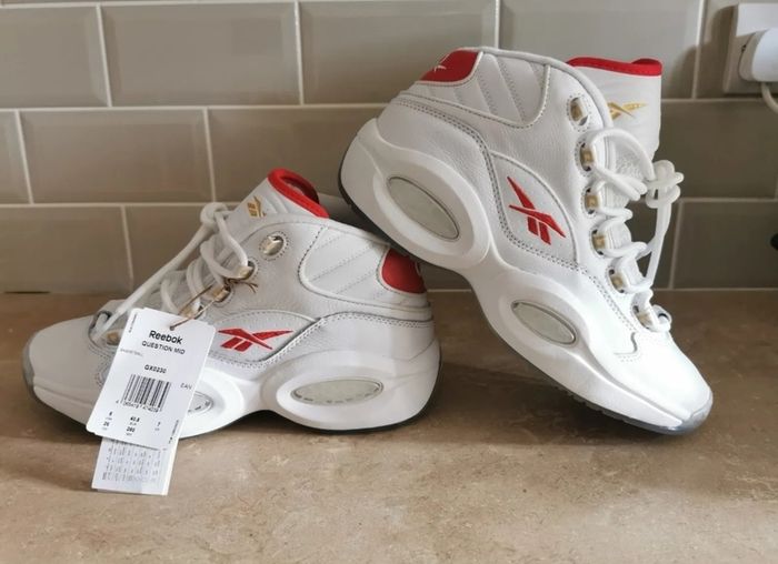 Reebok Classics Question Mid GX0230 White Red 6 Limited New Size EUR40.5 US8 UK7