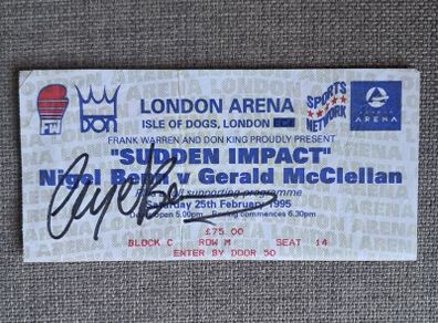 Nigel Benn vs Gerald McClellan Autographed Ticket
