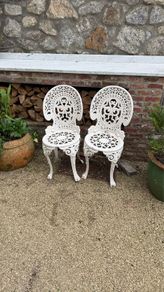 white garden chairs