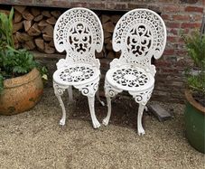 white garden chairs