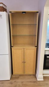 Wooden and glass display and storage cabinet