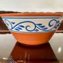 Hand Painted Large Terra Cotta Blue and White Bowl for Salad Pasta Fruits Image 8