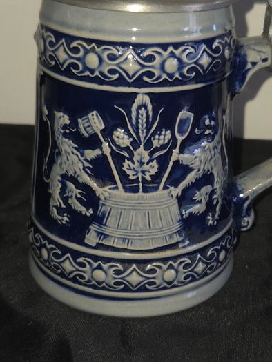 Vintage West German Lidded Beer Stein Kopfenumab Gotterhalt's with Handle
