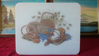 Large 19.75 Inch Long Glass Centerpiece Placemat / Bread Loaf Chop Board
