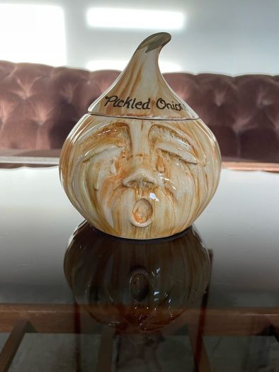 Vintage Crying Pickled Onion Face Pot signed by Toni Raymond