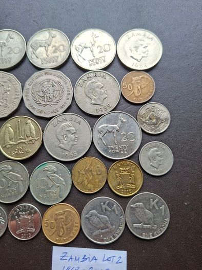 A Lot of 220 grams of coins from Zambia (1968-2019)