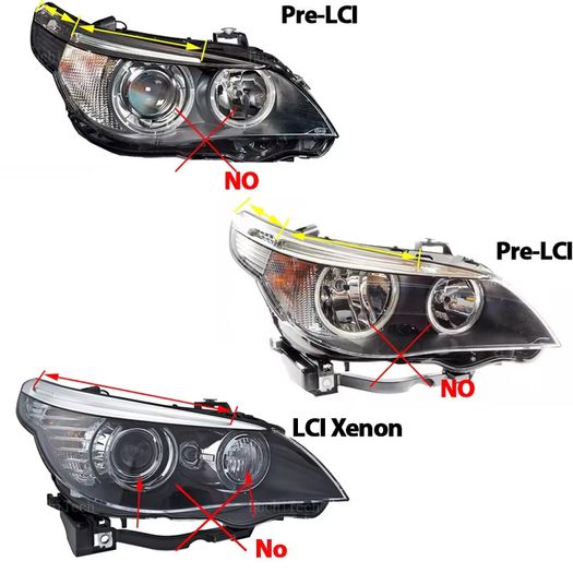 For BMW 5 Series E60 E61 LCI halogen Headlight 545i 550i 535i 530i 520i 2007-2010 100W LED Angel Eyes Marker Lights Bulb