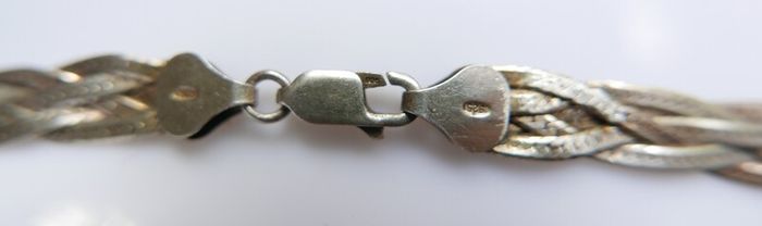 Vintage 925 Sterling Silver 5 Strands Braided Made in ITALY Necklace, length 18" - 16,1g