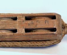 Antique wood ships pulley