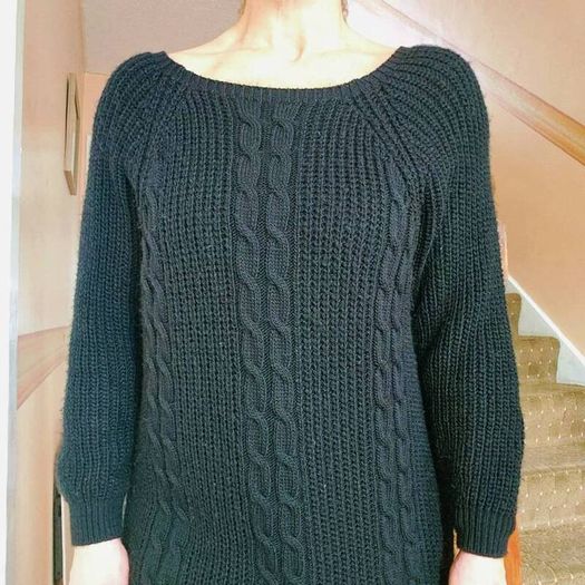 Blue Vanilla Black Cable Knit Midi Dress, ONE SIZE