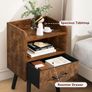 Bedside Table Set of 2, Nightstand, Side Table, Wooden Sofa End Table with Fabric Drawer, Open Shelf, Solid Wood Legs, 39x29x63 cm, for Bedroom, Living Room, Rustic Brown Image 6