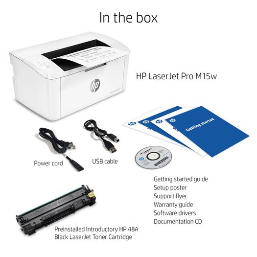 HP LaserJet Pro M15w Wireless Laser Printer - Compact Wi-Fi Printer