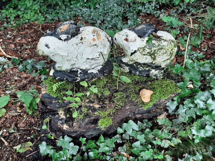 Concrete rabbit garden ornaments