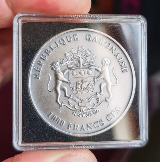 Gabon African Snake silver coin 2013 antique