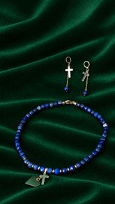 Genuine Lapis Lazuli Choker & Earrings Set