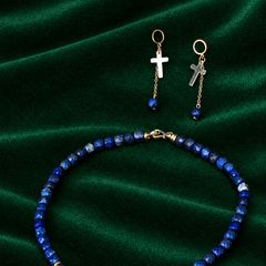 Genuine Lapis Lazuli Choker & Earrings Set