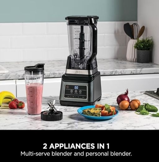 2-in-1 Blender with 3 Automatic Programs; Blend, Max Blend, Crush, and 4 Manual Settings, 2.1L Jug & 700ml Cup, 1200W, Dishwasher Safe Parts, Auto-iQ, Black