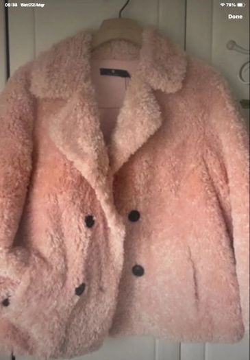jacket Bnwt pink fluffy teddy style baloot brand size small double breasted jacket