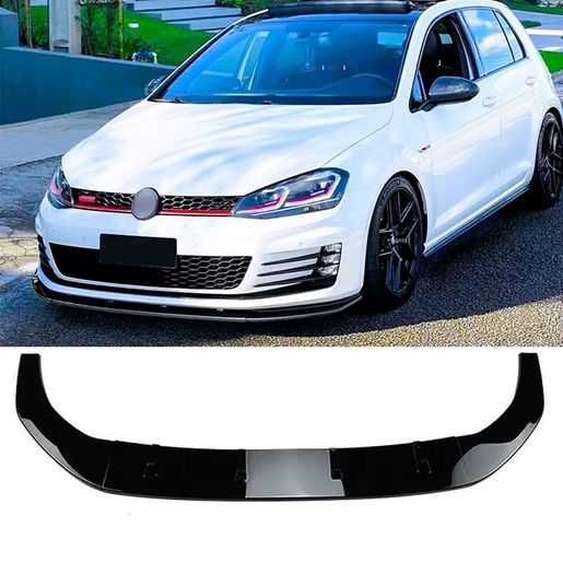 Glossy Black Front Bumper Lip Spoiler For VW Golf MK7 MK7.5 R Rline GTD GTI TSI TDI 2013 2020 Front Splitter Spoiler Lip BodyKit