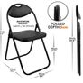 Folding Chair Padded Paris Faux Leather Chair Home Office Dining (1 X Chair, Black) Image 3