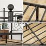 Double Canopy Bed Frame with Vintage Headboard & Footboard, Black 135x190cm Double Canopy Bed Frame, 4ft6 Heavy Duty Metal Bed, Heart Scroll Headboard & Footboard, Steel Slats for Bedrooms Image 3