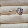 Ring 9k 375 Gold heart/shaped  with purple amethyst and CZ stones  size L Image 3