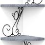 MULTIPLE COLOURS AVAILABLE Corner Shelf Wall Mount of 4 Tier Rustic Wood Floating Shelf Cat Shape Metal Stand for Bedroom Living Room Bathroom Kitchen Office and More Carbonized Black Image 2