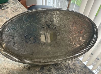 silver plated on copper sheffield oval tray