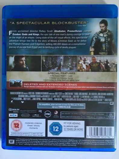 Exodus: Gods And Kings (Ridley Scott Film) [2014] Christian Bale, Joel Edgerton, Aaron Paul, Sigourney Weaver & Ben Kingsley [Blu-ray Movie]