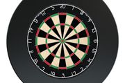 Dart Board and Surround Ring Set | Steel Tip Darts Board Set | Includes Bristle Dartboard, Backboard Wall Protector Including Official Oche Line