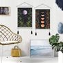 Pcs Wall Hanging Tassel Tapestry Decoration Moon Tapestries Wall Art Flower Tapestries for Bedroom Cotton Linen Inches Black (35 x 50cm) Image 2
