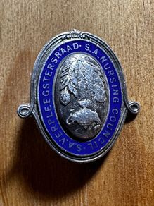 silver pin / badge