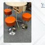 3 x Orange Leather Canteen Stools - Grade A Image 4